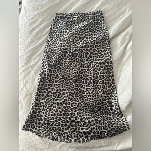 Midi Satin leopard skirt